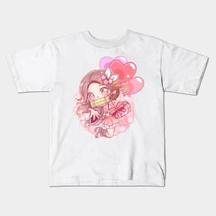 Chibi Nezuko Demon Slayer in Valentine's Day Kids T-Shirt